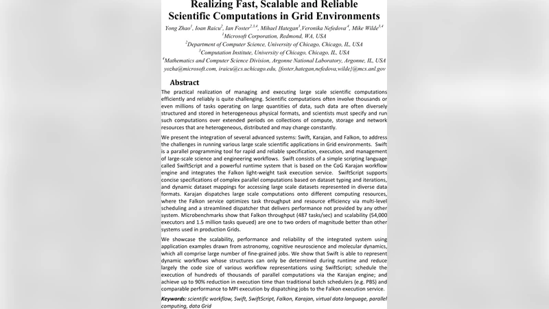 Realizing Fast, Scalable and Reliable Scientific Computations in Grid   Environments