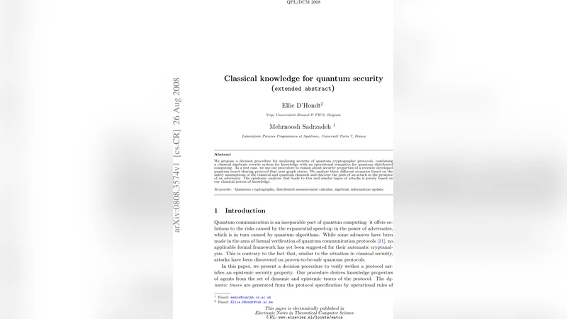 Classical Knowledge for Quantum Security