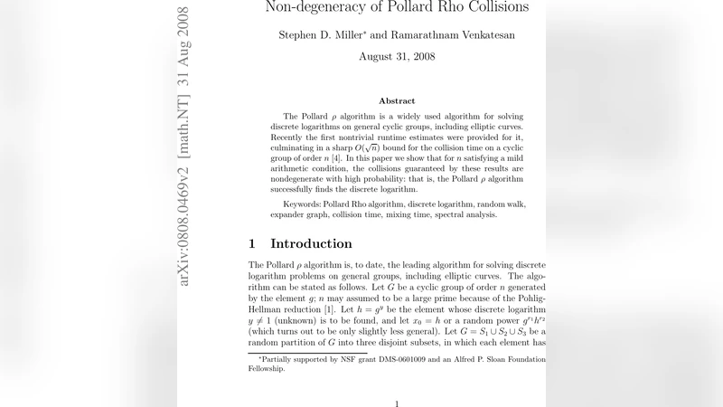 Non-degeneracy of Pollard Rho Collisions