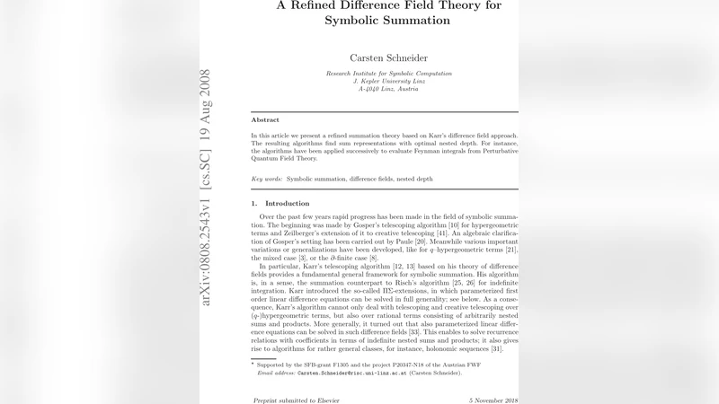A Refined Difference Field Theory for Symbolic Summation