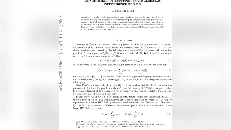 Parameterized Telescoping Proves Algebraic Independence of Sums