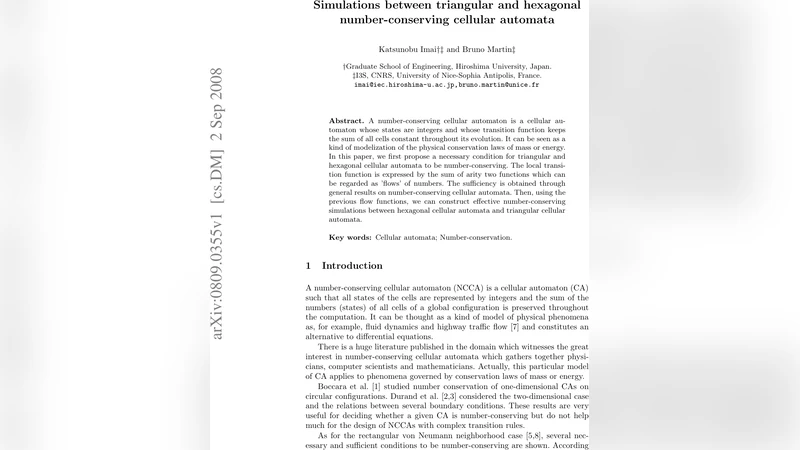 Simulations between triangular and hexagonal number-conserving cellular   automata