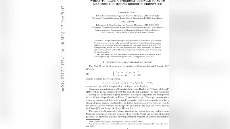 Where to place a spherical obstacle so as to maximize the second   Dirichlet eigenvalue