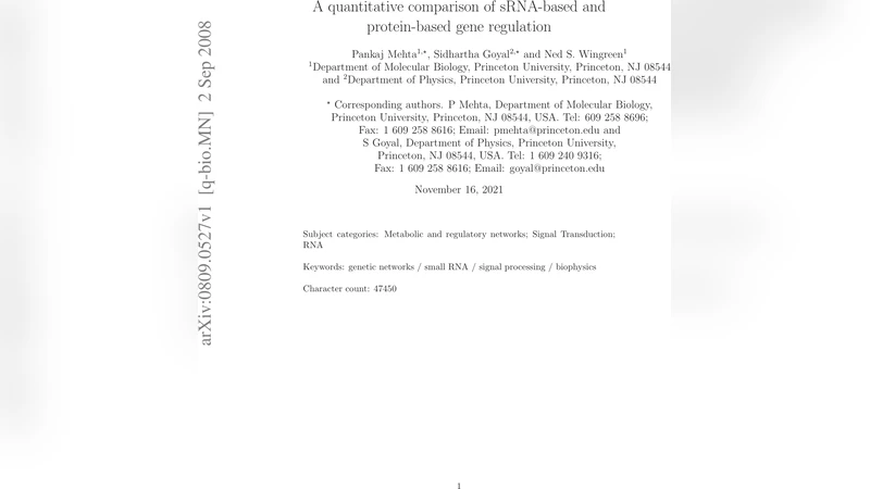 A quantitative comparison of sRNA-based and protein-based gene   regulation