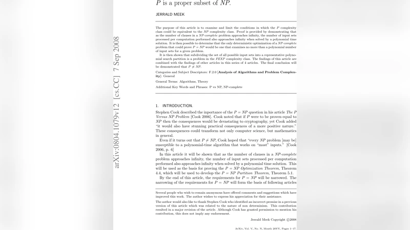 P is a proper subset of NP