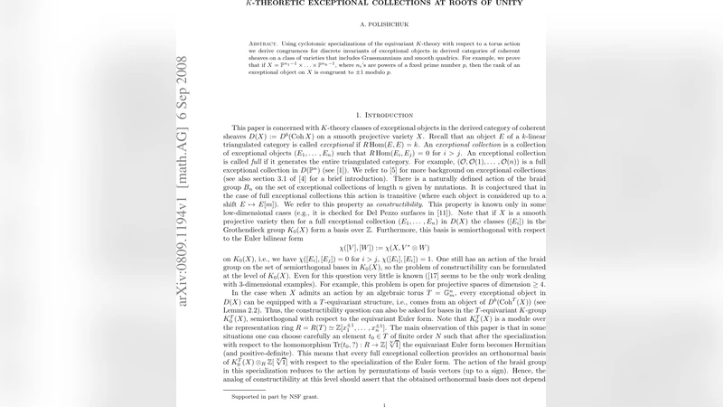 K-theoretic exceptional collections at roots of unity