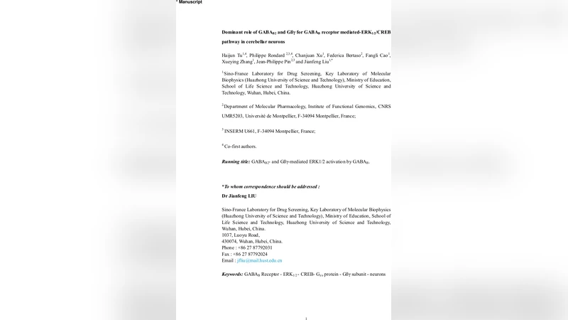 Dominant role of GABAB2 and Gbetagamma for GABAB   receptor-mediated-ERK1/2/CREB pathway in cerebellar neurons