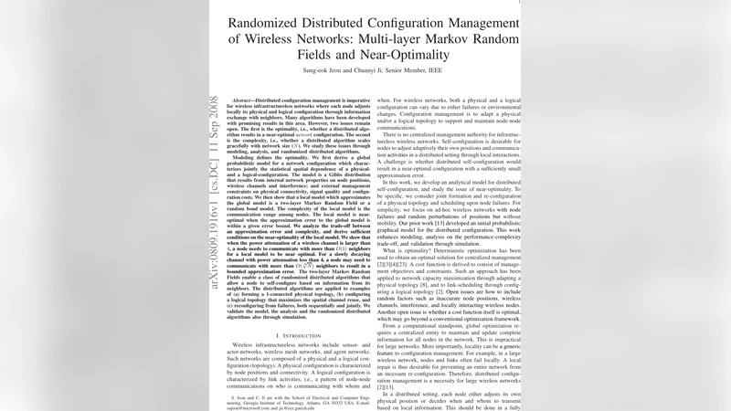 Randomized Distributed Configuration Management of Wireless Networks:   Multi-layer Markov Random Fields and Near-Optimality