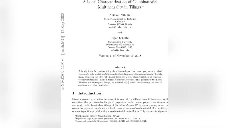 A Local Characterization of Combinatorial Multihedrality in Tilings