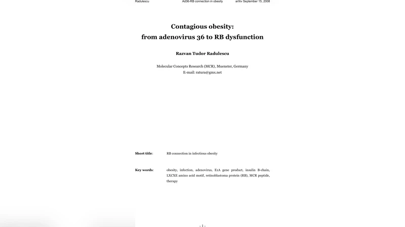Contagious obesity: from adenovirus 36 to RB dysfunction