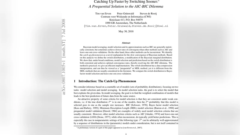Catching Up Faster by Switching Sooner: A Prequential Solution to the   AIC-BIC Dilemma