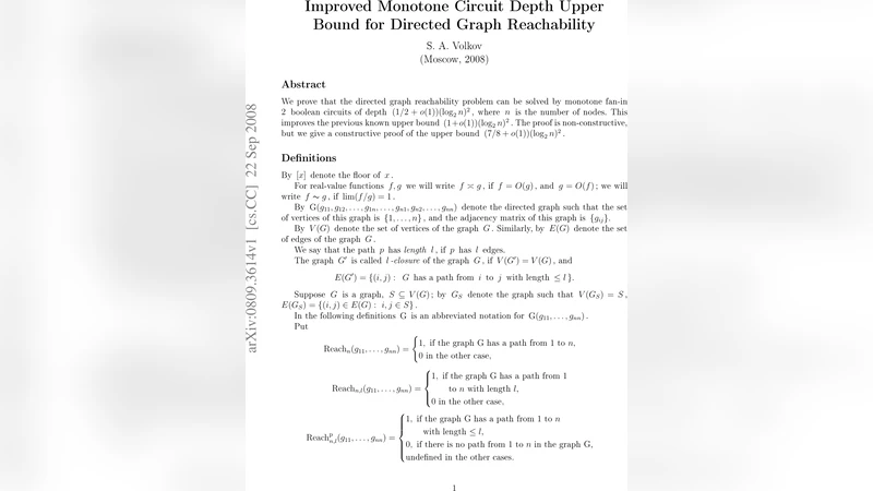 Improved Monotone Circuit Depth Upper Bound for Directed Graph   Reachability