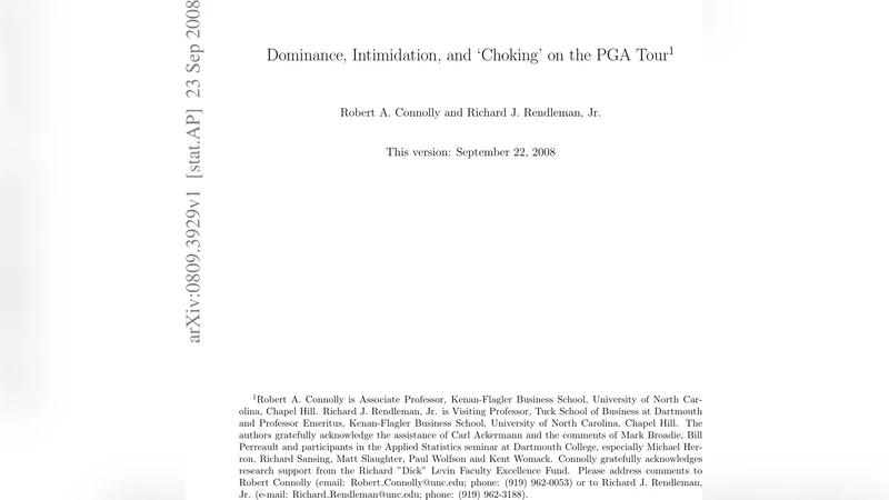 Dominance, Intimidation, and `Choking on the PGA Tour