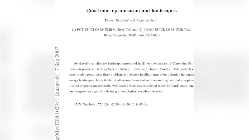 Constraint optimization and landscapes