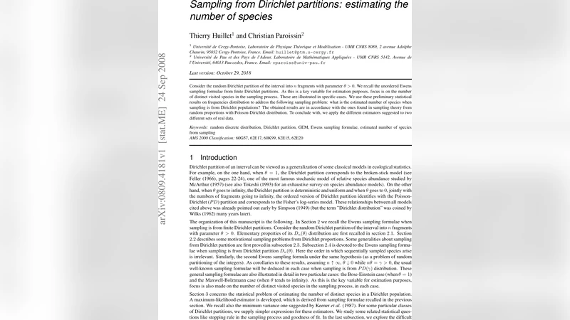 Sampling from Dirichlet populations: estimating the number of species