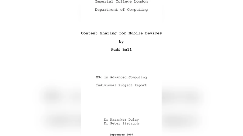 Content Sharing for Mobile Devices