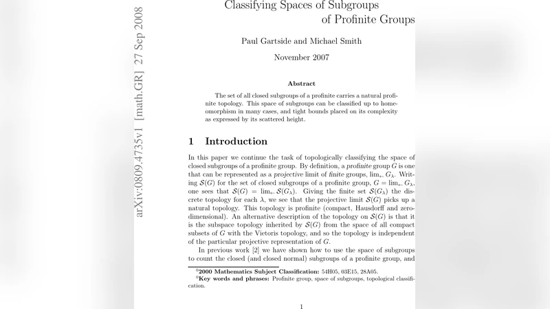 Classifying Spaces of Subgroups of Profinite Groups