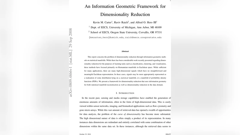 An Information Geometric Framework for Dimensionality Reduction