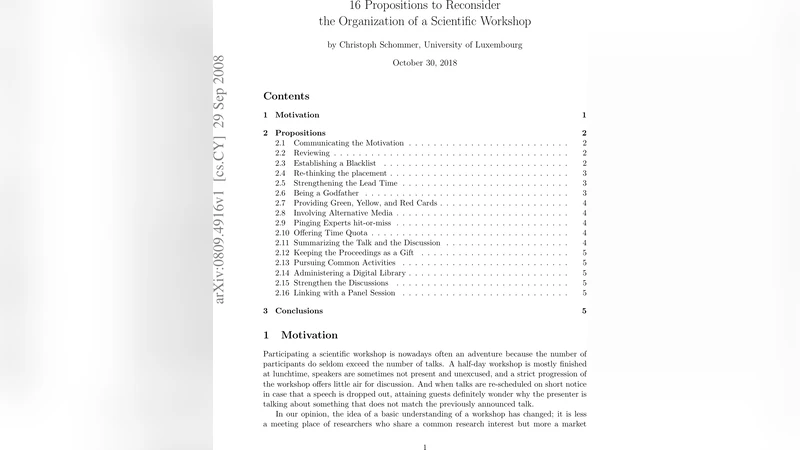 16 Propositions to Reconsider the Organization of a Scientific Workshop