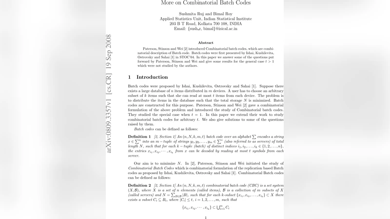 More on Combinatorial Batch Codes