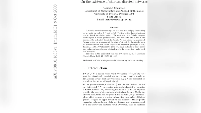 On the existence of shortest directed networks