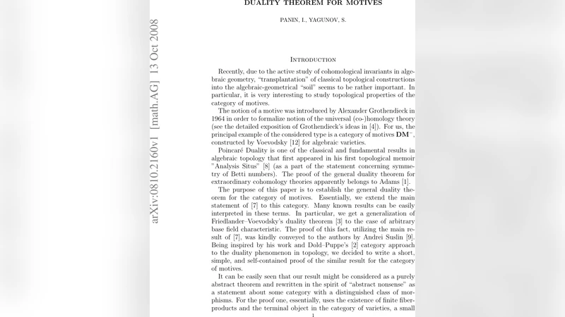 Duality Theorem for Motives