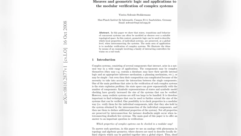 Sheaves and geometric logic and applications to the modular verification   of complex systems
