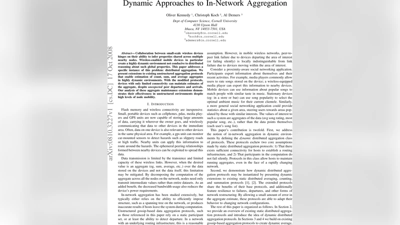 Dynamic Approaches to In-Network Aggregation