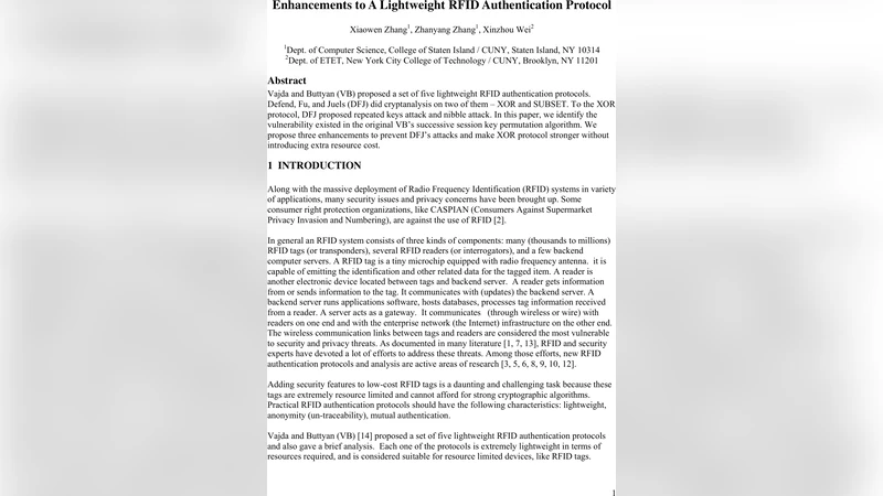Enhancements to A Lightweight RFID Authentication Protocol
