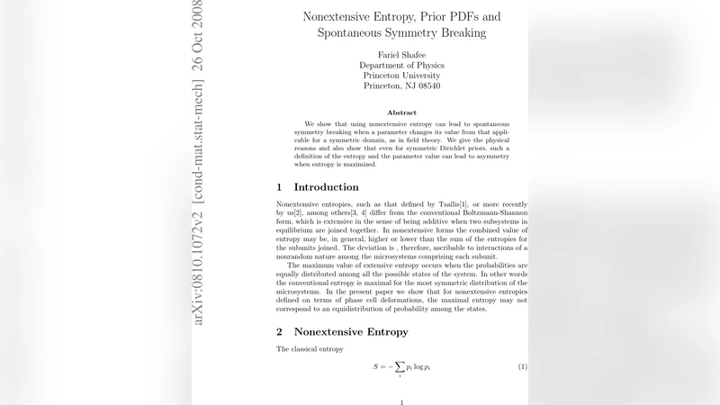 Nonextensive Entropy, Prior PDFs and Spontaneous Symmetry Breaking