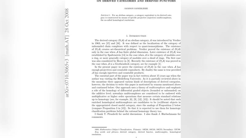 On derived categories and derived functors