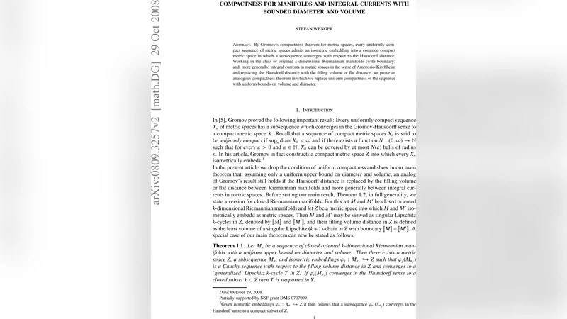 Compactness for manifolds and integral currents with bounded diameter   and volume