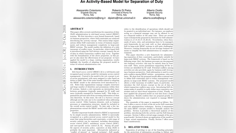 An Activity-Based Model for Separation of Duty