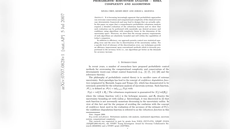 Probabilistic Robustness Analysis -- Risks, Complexity and Algorithms