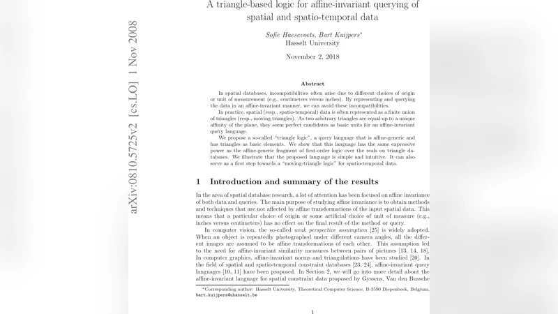 A triangle-based logic for affine-invariant querying of spatial and   spatio-temporal data