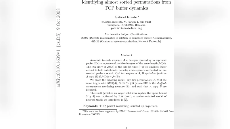 Identifying almost sorted permutations from TCP buffer dynamics