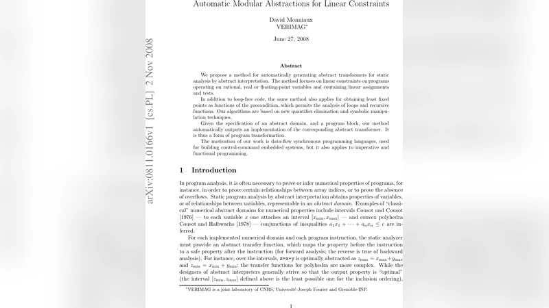Automatic Modular Abstractions for Linear Constraints