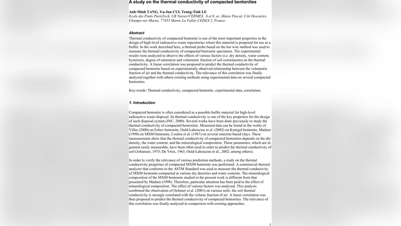 A study on the thermal conductivity of compacted bentonites