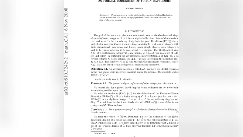 On formal codegrees of fusion categories