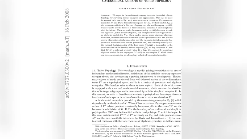 Categorical aspects of toric topology