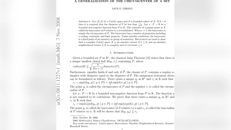 A Generalization of the Circumcenter of a Set