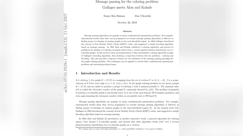 Message passing for the coloring problem: Gallager meets Alon and Kahale