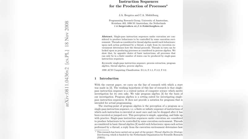 Instruction sequences for the production of processes