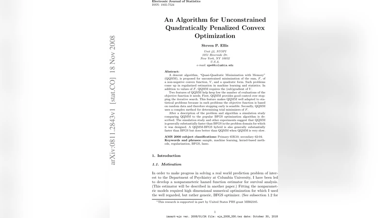 An Algorithm for Unconstrained Quadratically Penalized Convex   Optimization
