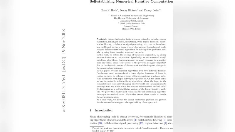 Self-stabilizing Numerical Iterative Computation