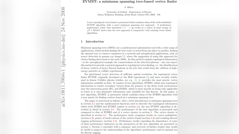 ZVMST: a minimum spanning tree-based vertex finder
