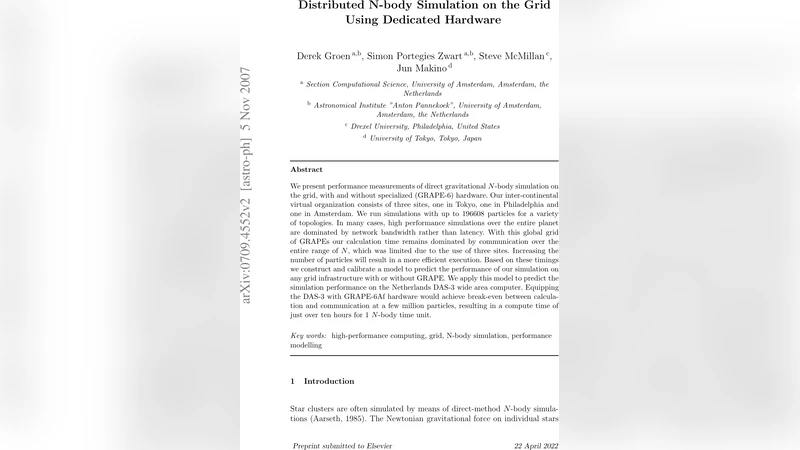 Distributed N-body Simulation on the Grid Using Dedicated Hardware