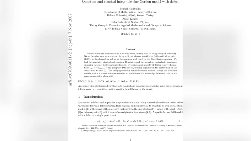Quantum and classical integrable sine-Gordon model with defect