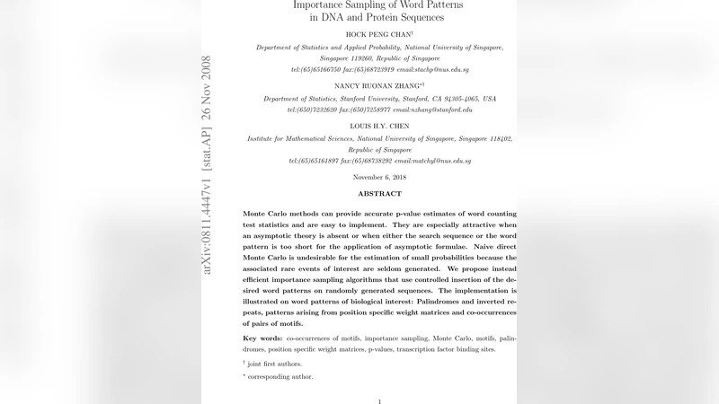 Importance Sampling of Word Patterns in DNA and Protein Sequences