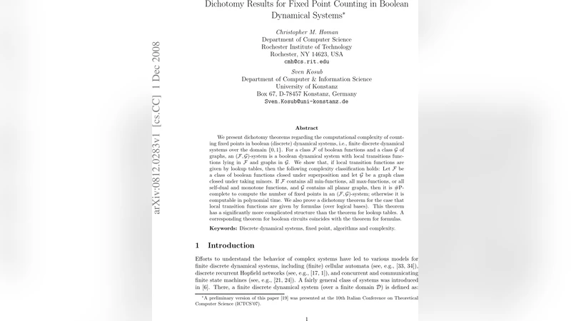 Dichotomy Results for Fixed Point Counting in Boolean Dynamical Systems